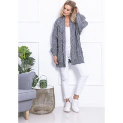 Kardigan F715. Różowe swetry damskie Fobya, s, bez wzorów, z jeansu. Za 180,50 zł.