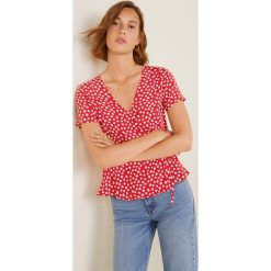 Mango - Bluzka Serena. Pomarańczowe bluzki damskie Mango, s, bez wzorów, z wiskozy, bez kołnierzyka, z krótkim rękawem. W wyprzedaży za 39,90 zł.