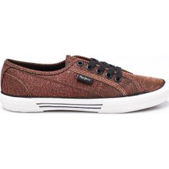 Pepe Jeans - Tenisówki Aberlady Nuit. Pomarańczowe tenisówki damskie marki Pepe Jeans, z jeansu, na sznurówki. W wyprzedaży za 129,90 zł.
