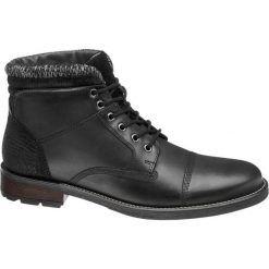 Kozaki męskie AM SHOE czarne. Czarne glany męskie AM SHOE, z materiału, na sznurówki. Za 259,90 zł.