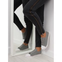 Szare licowe trampki CHYLER. Szare buty sportowe damskie FunKee.pl, bez wzorów, z tkaniny, bez zapięcia. Za 75,59 zł.