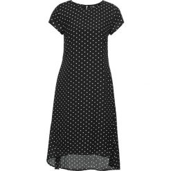 Sukienka bonprix czarno-biały w kropki. Czarne sukienki damskie bonprix, bez wzorów, bez kołnierzyka, z krótkim rękawem, krótkie, mini. Za 79,99 zł.
