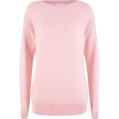 Sweter z ażurowymi rękawami bonprix pastelowy jasnoróżowy. Różowe swetry damskie bonprix, bez wzorów, bez rękawów, bez kaptura. Za 69,99 zł.