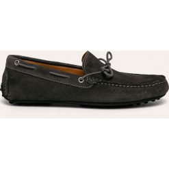 Trussardi Jeans - Mokasyny skórzane. Szare mokasyny męskie z jeansu, z okrągłym noskiem. Za 519,90 zł.