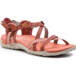 Sandały MERRELL - Terran Lattice II J90570 Redwood. Pomarańczowe klapki damskie Merrell, bez wzorów, ze skóry, bez obcasa. W wyprzedaży za 219,00 zł.