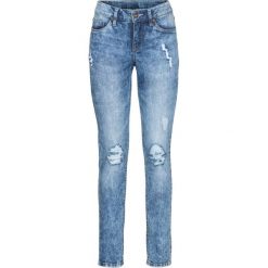 Dżinsy SKINNY bonprix niebieski. Niebieskie jeansy damskie bonprix, z jeansu. Za 99,99 zł.