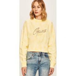 Guess Jeans - Bluza. Zielone bluzy damskie Guess Jeans, s, z aplikacjami, z bawełny, bez rękawów, bez kaptura. W wyprzedaży za 239,90 zł.
