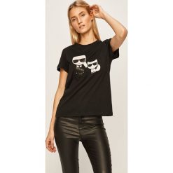 Karl Lagerfeld - T-shirt. Białe bluzki damskie KARL LAGERFELD, s, z nadrukiem, z bawełny, z okrągłym kołnierzem. Za 359,90 zł.