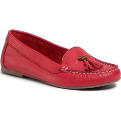 Mokasyny FILIPE - 8339 Vermelho. Czerwone mokasyny damskie Filipe, bez wzorów, ze skóry, bez obcasa, na płaskiej podeszwie, bez zapięcia. Za 259,00 zł.