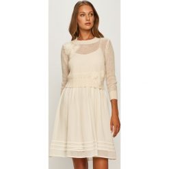 Twinset - Sukienka. Białe sukienki damskie Twinset, na co dzień, s, bez wzorów, z poliesteru, casualowe, z okrągłym kołnierzem, bez rękawów, mini, rozkloszowane. Za 1169,00 zł.