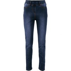 Legginsy dżinsowe power-stretch z wysoką talią bonprix ciemny denim. Niebieskie legginsy bonprix, z denimu. Za 99,99 zł.