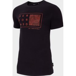 T-shirt męski TSM607 - głęboka czerń - Outhorn. Pomarańczowe koszulki męskie Outhorn, m, bez wzorów, bez kołnierzyka. Za 49,99 zł.