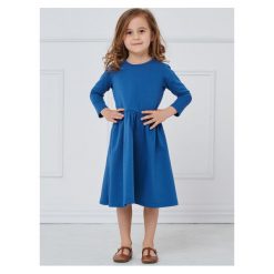 Sukienka Kalinka navy blue 92 niebieski. Niebieskie sukienki dziewczęce Marie Zélie, w paski, z elastanu, bez rękawów, rozkloszowane. Za 147,00 zł.