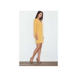 Sukienka M550 Żółty. Żółte sukienki damskie FIGL, xl, bez wzorów, bez kołnierzyka, bez rękawów. Za 149,00 zł.