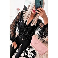 Bluzka body TALOZA. Czarne bluzki damskie IVET, xl, bez wzorów, eleganckie, bez kołnierzyka, bez rękawów. W wyprzedaży za 99,00 zł.