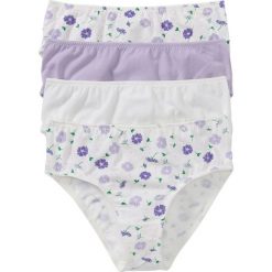 Figi maxi (4 par) bonprix biel wełny - kolor bzu z nadrukiem. Białe majtki damskie marki bonprix, z nadrukiem, z wełny. Za 39,96 zł.