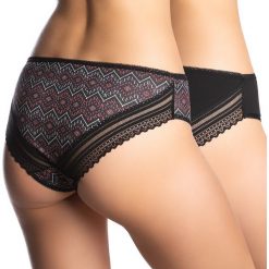 Dwupak klasycznych fig Indi. Brązowe figi damskie Lama, s, w koronkowe wzory, z bawełny. Za 41,99 zł.