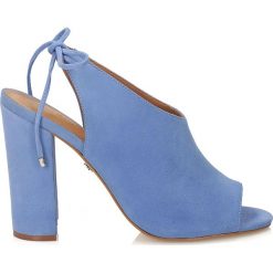 Czółenka: Niebieskie czółenka peep toe