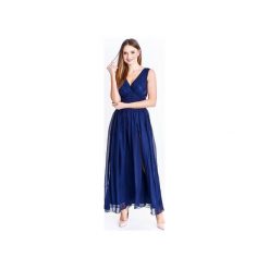 Drapowana sukienka maxi. Niebieskie sukienki damskie Bird, s, bez wzorów, bez kołnierzyka, bez rękawów, maxi. Za 537,00 zł.