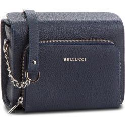 Torebka BELLUCCI - R-384 Granat groszek. Niebieskie listonoszki damskie Bellucci, w grochy, ze skóry, bez dodatków. Za 339,00 zł.