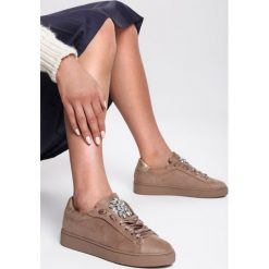 Beżowe Buty Sportowe Unprecedented. Brązowe buty sportowe damskie Renee, z aplikacjami, z satyny, sportowe. Za 49,99 zł.
