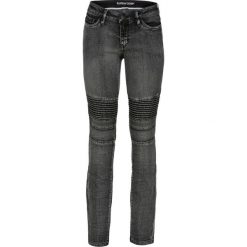 Dżinsy SKINNY w stylu biker bonprix czarny denim. Czarne jeansy damskie bonprix. Za 134,99 zł.