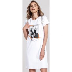 Biała Sukienka Contrition. Białe sukienki damskie other, s, bez wzorów, bez kołnierzyka, bez rękawów, midi. Za 69,99 zł.