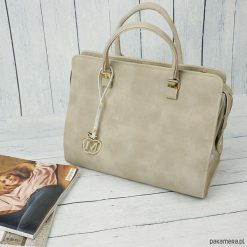 Kuferki damskie: MANZANA duży kuferek xxl trapez taupe
