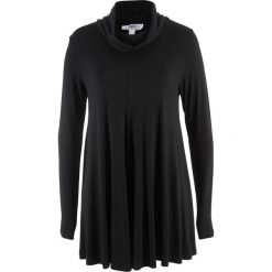 Shirt z golfem, długi rękaw bonprix czarny. Czarne bluzki damskie marki bonprix, z golfem, z długim rękawem. Za 89,99 zł.