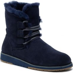 Buty EMU AUSTRALIA - Illawong W11657 Midnight. Niebieskie kozaki damskie EMU Australia, ze skóry, klasyczne, bez obcasa, bez zapięcia. W wyprzedaży za 349,00 zł.