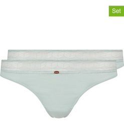 Stringi (2 pary) w kolorze miętowym. Niebieskie stringi damskie Skiny Women & Men, w koronkowe wzory, z koronki. W wyprzedaży za 39,95 zł.