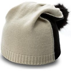 Czapka TWINSET - Cuffia OA7T51 Jacq. Naturale/Nero 01464. Niebieskie czapki damskie marki Twinset, z aplikacjami, z materiału. W wyprzedaży za 169,00 zł.