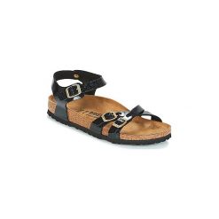 Sandały Birkenstock KUMBA SFB. Czarne sandały damskie Birkenstock, bez wzorów, bez obcasa, bez zapięcia. W wyprzedaży za 295,20 zł.