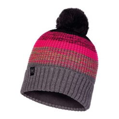 Czapka w kolorze szaro-różowym. Szare czapki damskie Buff, z materiału. W wyprzedaży za 89,95 zł.