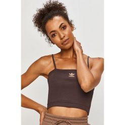 Adidas Originals - Top. Fioletowe topy damskie adidas Originals, z aplikacjami, z dzianiny, bez rękawów. W wyprzedaży za 99,90 zł.