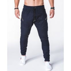 Joggery męskie: SPODNIE MĘSKIE JOGGERY P709 – GRANATOWE
