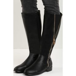 Czarne Kozaki Good Habit. Czarne buty zimowe damskie marki Kazar, ze skóry, przed kolano, na wysokim obcasie, na obcasie. Za 69,99 zł.