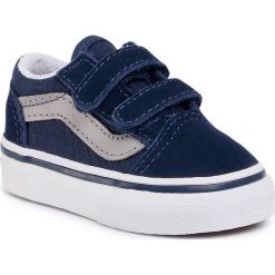 Sneakersy VANS - Old Skool V VN0A38JNWKN1 Dress Blues/Drizzle. Niebieskie trampki chłopięce Vans, bez wzorów, ze skóry, na rzepy. W wyprzedaży za 119,00 zł.