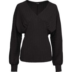 Sweter shirtowy w strukturalny wzór bonprix czarny. Czarne swetry damskie bonprix, bez wzorów, bez rękawów, bez kaptura. Za 79,99 zł.