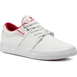 Tenisówki SUPRA - Stacks Vulc II 08029-148-M White/Red/White. Białe półbuty męskie Supra, bez wzorów, ze skóry, eleganckie, bez zapięcia. Za 279,00 zł.