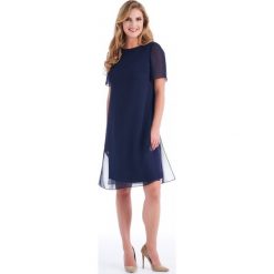 Zwiewna sukienka z rozcięciami po bokach Potis & Verso DATURA. Niebieskie sukienki damskie z satyny, eleganckie, proste. Za 789,00 zł.