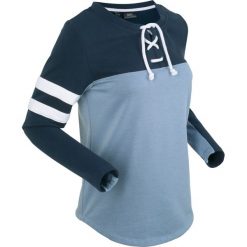 Bluzy rozpinane damskie: Bluza z wiązanym troczkiem, długi rękaw bonprix matowy niebieski melanż