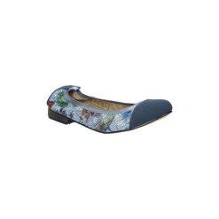 Baleriny damskie: Baleriny Casu Granatowe baleriny w kwiaty mozaika DP18/16NF