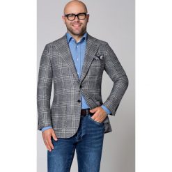 Marynarka Szara w Kratę Newport. Szare marynarki męskie LANCERTO, s, bez wzorów, z wiskozy, vintage. W wyprzedaży za 599,00 zł.