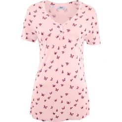 Shirt, krótki rękaw bonprix pastelowy jasnoróżowy z nadrukiem. Różowe koszulki damskie bonprix, z nadrukiem, bez kołnierzyka, z krótkim rękawem. Za 37,99 zł.