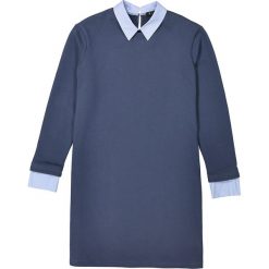 Sukienka bluza 2 w 1, kołnierzyk koszulowy. Szare długie sukienki damskie marki La Redoute Collections, na co dzień, m, z bawełny, z koszulowym kołnierzykiem, z długim rękawem, koszulowe. Za 95,72 zł.