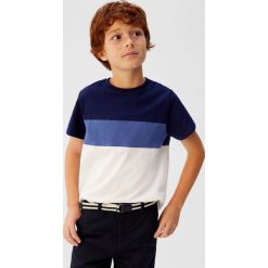 Mango Kids - T-shirt dziecięcy Block 110-164 cm. Niebieskie t-shirty chłopięce Mango Kids, bez wzorów, z bawełny, bez rękawów. Za 35,90 zł.
