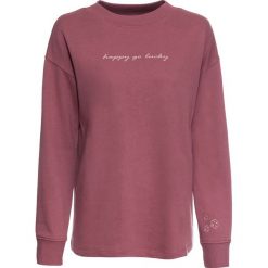 Bluza z napisem bonprix kremowy jeżynowy - stary jasnoróżowy z napisem. Fioletowe bluzy damskie bonprix, z napisami, bez rękawów, bez kaptura. Za 69,99 zł.