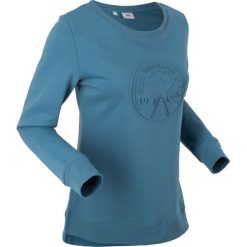 Bluzy damskie: Bluza z tłoczonym motywem, długi rękaw bonprix niebieski dżins