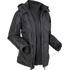 Kurtka outdoorowa funkcyjna 3 w 1, z kapturem bonprix szary. Szare kurtki damskie marki bonprix, bez wzorów, z polaru, z kapturem. Za 109,99 zł.